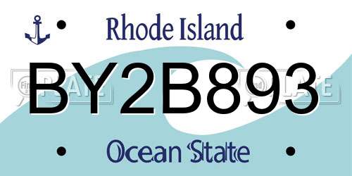 BY2B893 Rhode Island License Plate