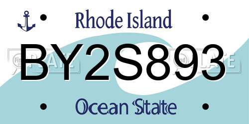 BY2S893 Rhode Island License Plate