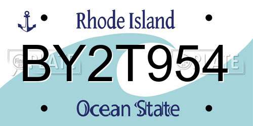 BY2T954 Rhode Island License Plate