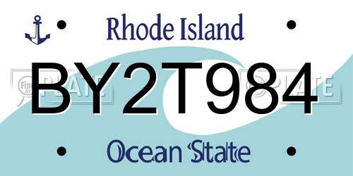 BY2T984 Rhode Island License Plate