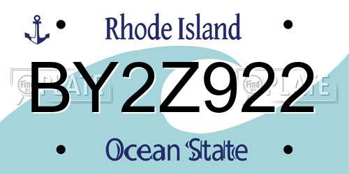 BY2Z922 Rhode Island License Plate