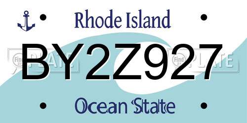BY2Z927 Rhode Island License Plate