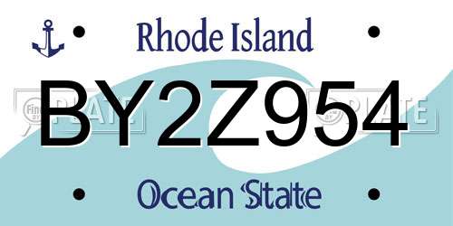 BY2Z954 Rhode Island License Plate