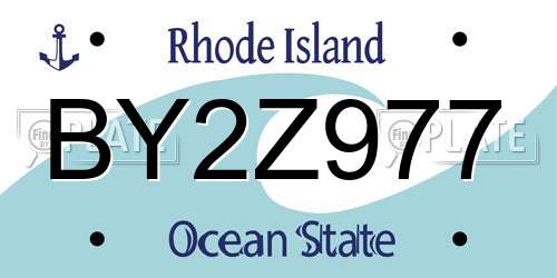 BY2Z977 Rhode Island License Plate