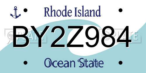 BY2Z984 Rhode Island License Plate
