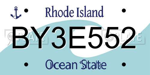 BY3E552 Rhode Island License Plate