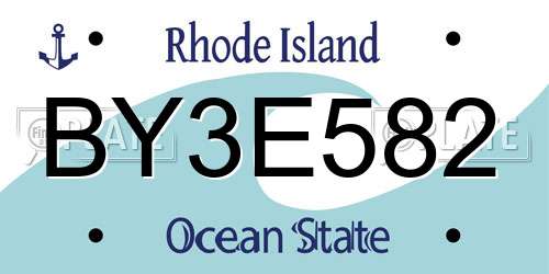 BY3E582 Rhode Island License Plate