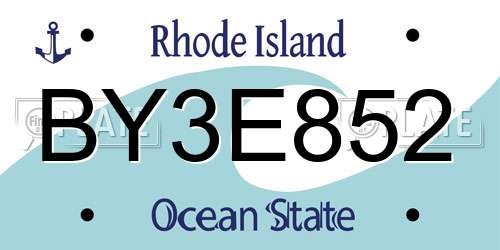 BY3E852 Rhode Island License Plate