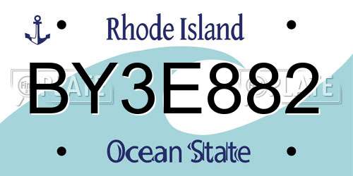 BY3E882 Rhode Island License Plate