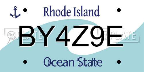 BY4Z9E Rhode Island License Plate