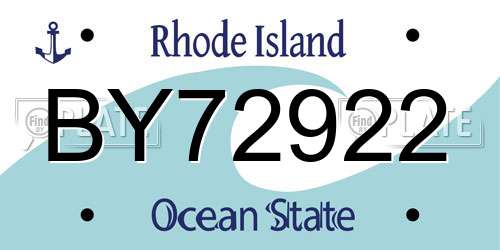 BY72922 Rhode Island License Plate