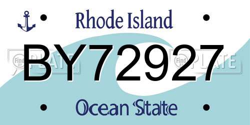 BY72927 Rhode Island License Plate