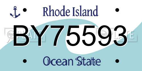 BY75593 Rhode Island License Plate