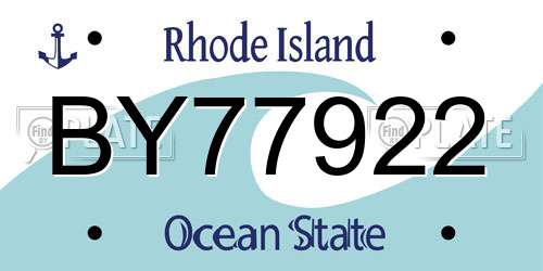 BY77922 Rhode Island License Plate