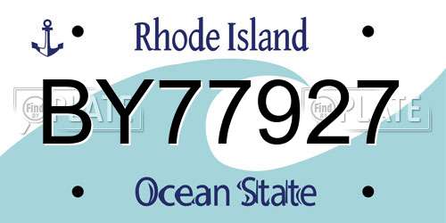 BY77927 Rhode Island License Plate