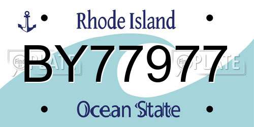 BY77977 Rhode Island License Plate
