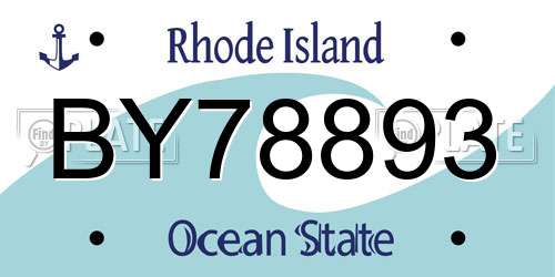 BY78893 Rhode Island License Plate
