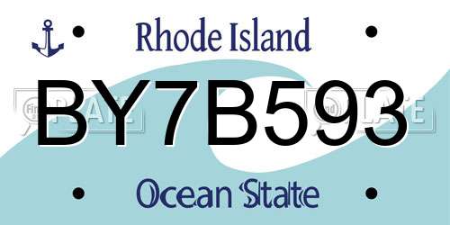 BY7B593 Rhode Island License Plate