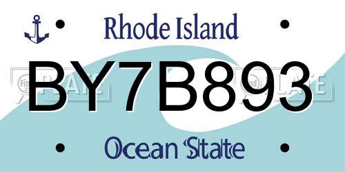 BY7B893 Rhode Island License Plate