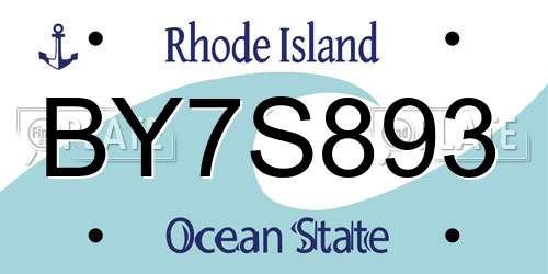 BY7S893 Rhode Island License Plate