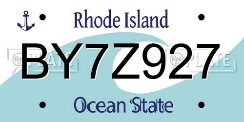BY7Z927 Rhode Island License Plate
