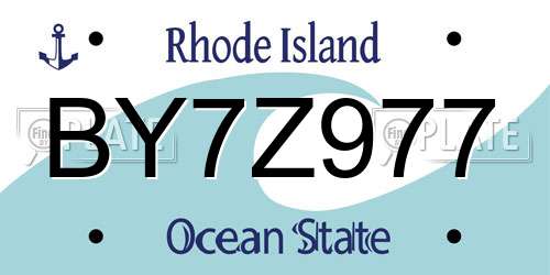 BY7Z977 Rhode Island License Plate
