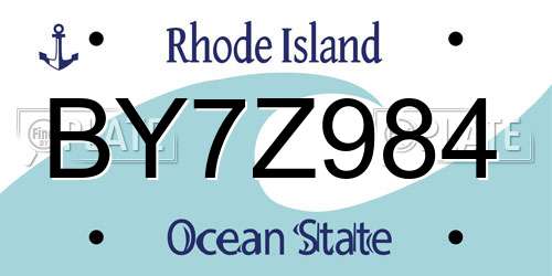 BY7Z984 Rhode Island License Plate