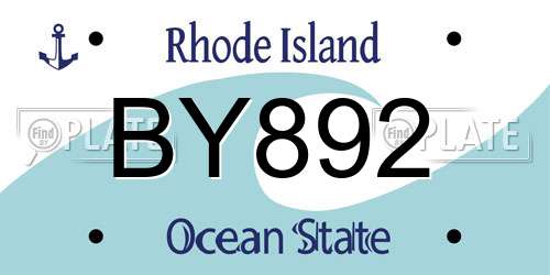 BY892 Rhode Island License Plate