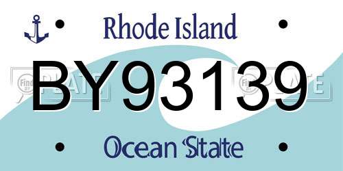 BY93139 Rhode Island License Plate