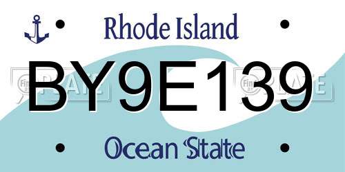 BY9E139 Rhode Island License Plate