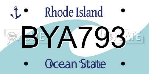 BYA793 Rhode Island License Plate