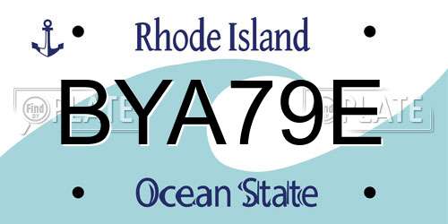 BYA79E Rhode Island License Plate