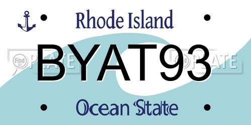 BYAT93 Rhode Island License Plate