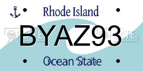 BYAZ93 Rhode Island License Plate