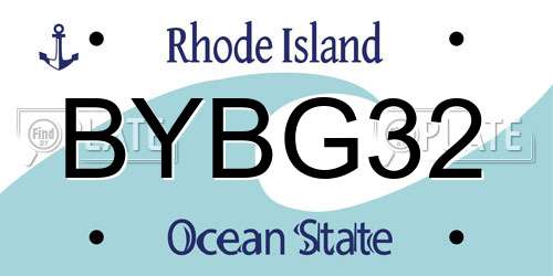 BYBG32 Rhode Island License Plate