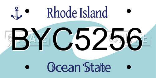 BYC5256 Rhode Island License Plate