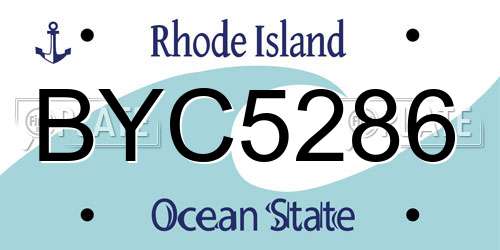 BYC5286 Rhode Island License Plate