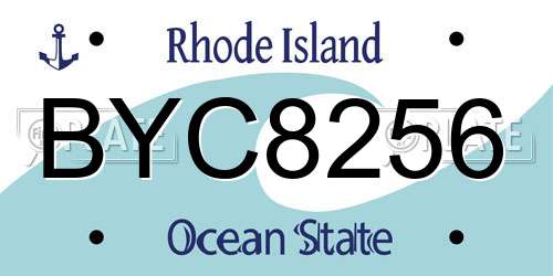 BYC8256 Rhode Island License Plate