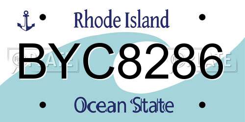 BYC8286 Rhode Island License Plate
