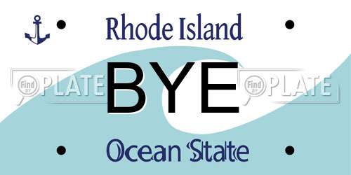 BYE Rhode Island License Plate
