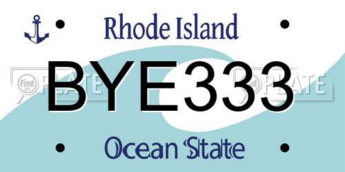 BYE333 Rhode Island License Plate