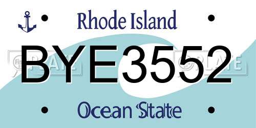 BYE3552 Rhode Island License Plate