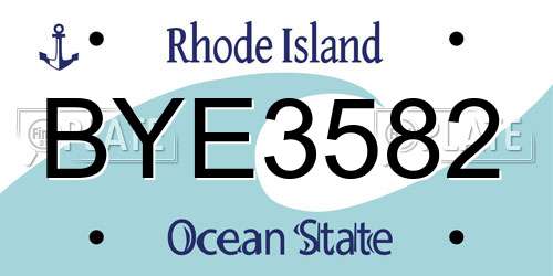 BYE3582 Rhode Island License Plate
