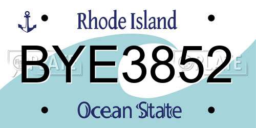 BYE3852 Rhode Island License Plate