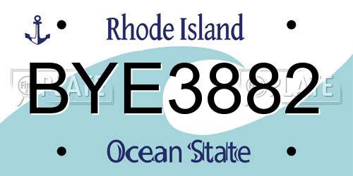 BYE3882 Rhode Island License Plate