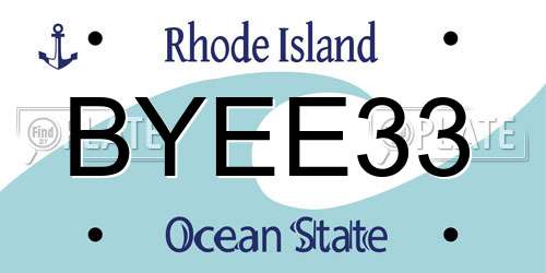 BYEE33 Rhode Island License Plate