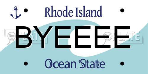 BYEEEE Rhode Island License Plate