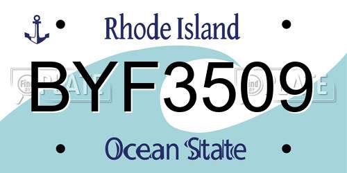 BYF3509 Rhode Island License Plate