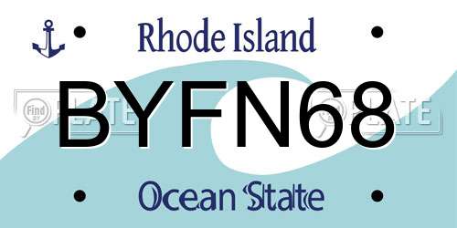 BYFN68 Rhode Island License Plate
