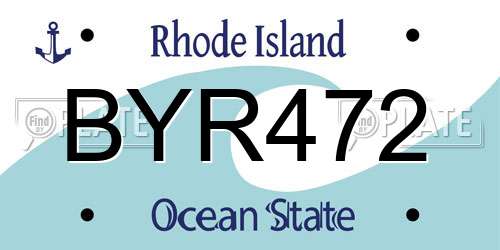 BYR472 Rhode Island License Plate